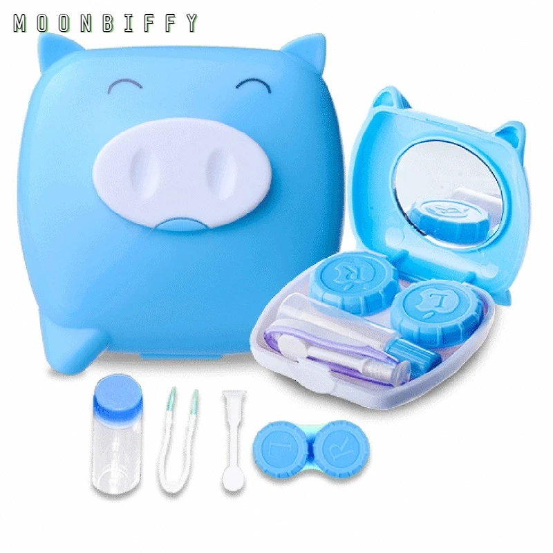 

New Cute Little Pig Cartoon Contact Lens Case Contact Lens Storage Box Cosmetic Contact Box Companion Box Care Glasses Case