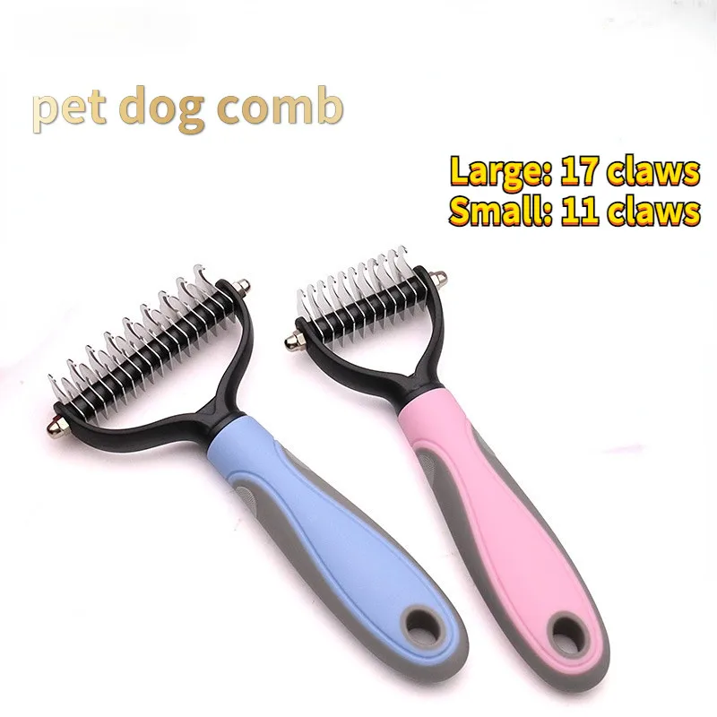 

Pets Fur Knot Cutter Dog Grooming Shedding Tools Pet Cat Hair Removal Comb Brush Double Sided Pet Products Comb for Cats