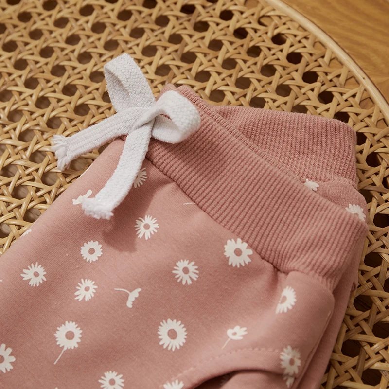 Милая одежда с цветочным принтом для маленьких девочек осенне-зимняя