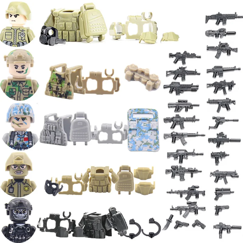 

WW2 Military Building Blocks Toys Solider Figures Gift Weapons Guns Vest Night Vision Sight Special Force Police Bricks Gifts