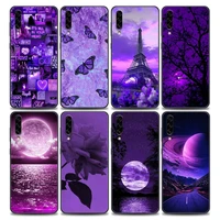 phone case for samsung a10 a20 a30 a40 a50 a60 a70 a90 note 8 9 10 20 ultra 5g silicone case cover beautiful landscape in purple