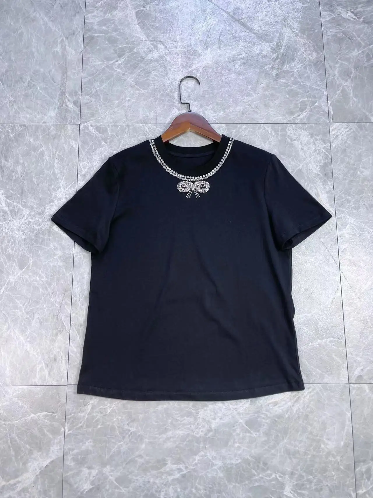 

New 2023 Summer Women's T-shirt Casual Shirt Cotton White/Black O-neck Tee