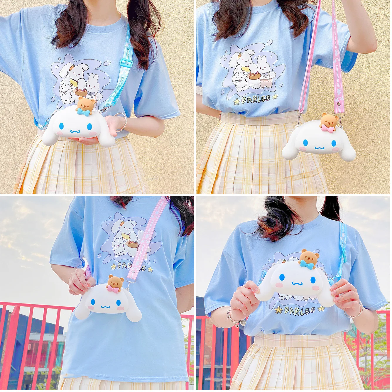 

Sanrioes Cinnamoroll сумка на плечо из силикагеля, сумка для хранения, кавайная модная Аниме Кошелек для монет, подарок на день рождения