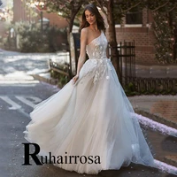 ruhair elegant wedding gown for bride one shoulder unique court train lace appliques personalised robe de soir%c3%a9e de mariage