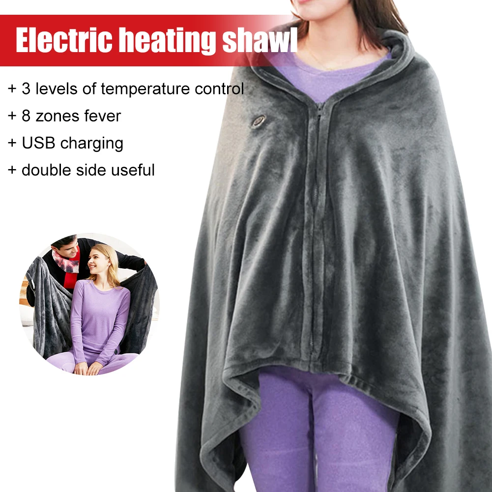 

5V USB Electric Heating Blanket Warm Shawl Coral Fleece Plush 3-speed Adjust Temperature Large 150x85cm Winter Keep Warm Pad