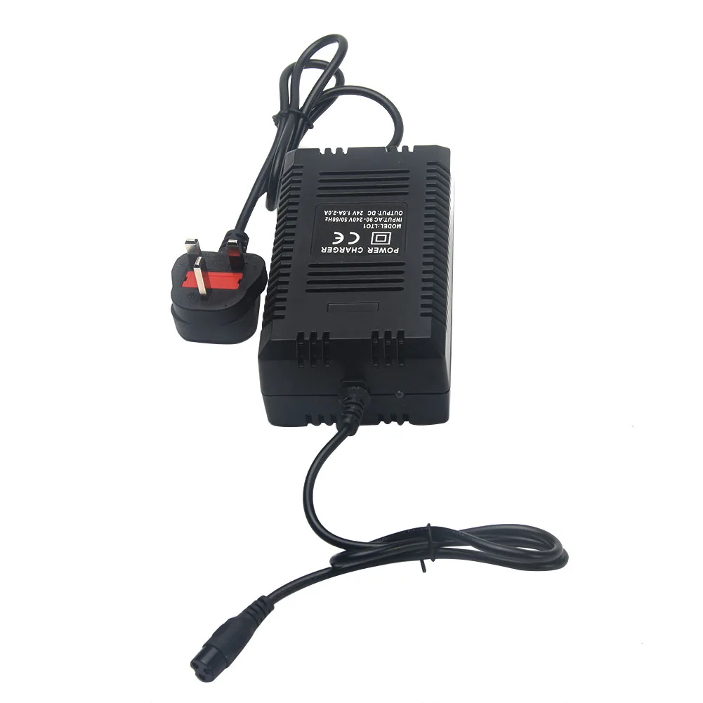 

Black Universal 1.8A 24V Practical Scooter Portable Safe Durable Connecting UK Plug Electric Car Charger