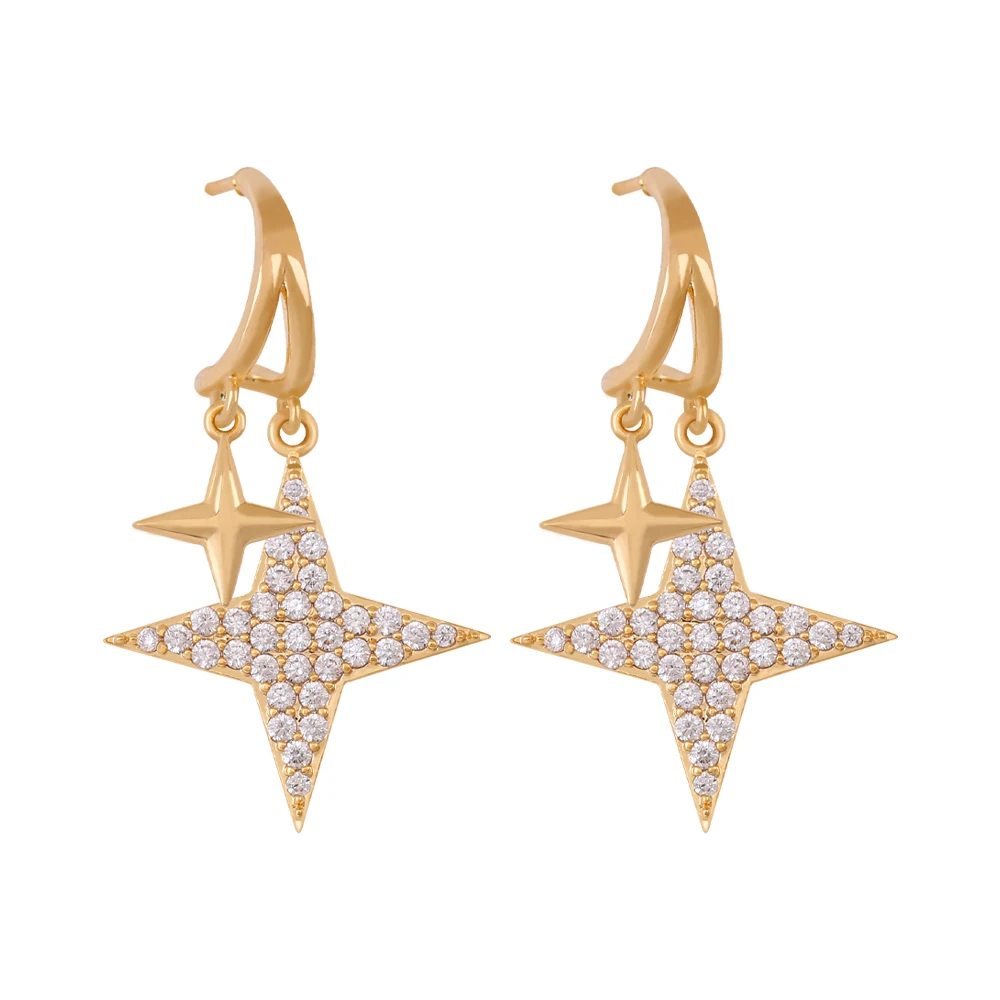

Crystal CZ Four Point Star Half Hoop Earrings Women, Hypoallergenic Small Sleeper Cartilage Huggie Ear Cuff, Grunge Accessories