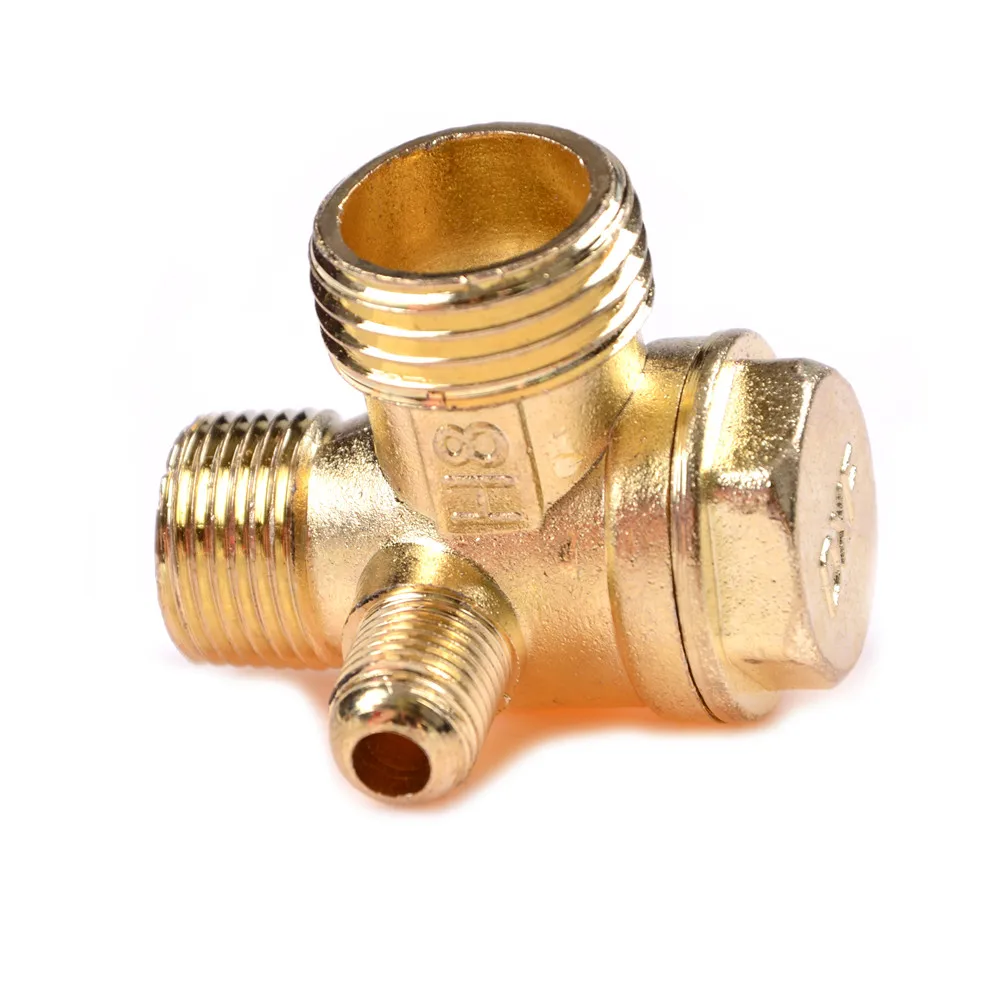 

1PC Air Compressor Check Valve 3-Port Brass Male Threaded Check Valve Connector Adapter Tool For Air Compressor Accessories