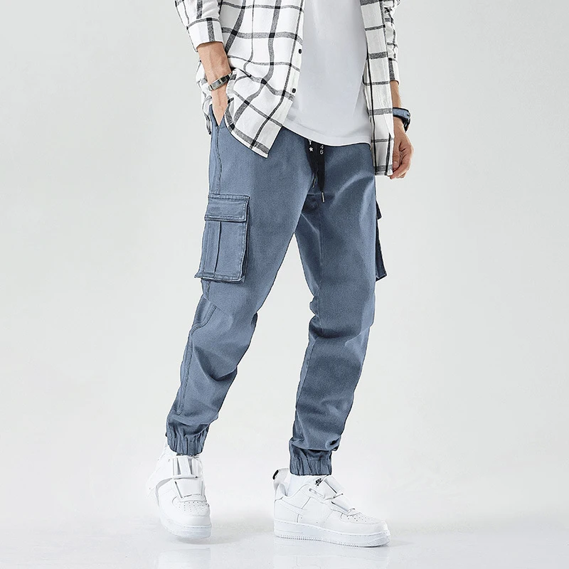 Men's jeans loose autumn casual long pants fat and fat cargo jeans bunched leg pants plus size men's pants M-8XL