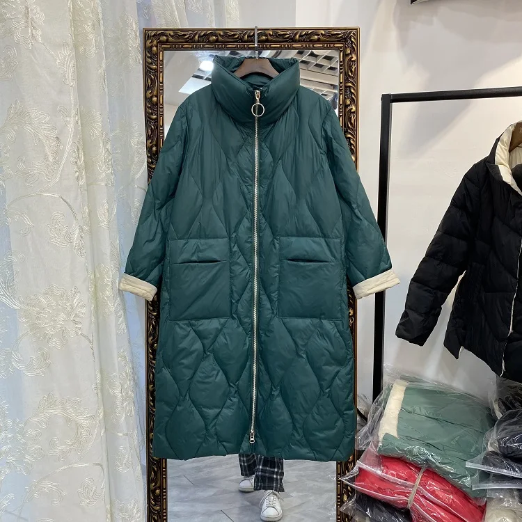 New Women Long Down Jacket Casual Style Autumn Winter Coats And Parkas Female Outwear