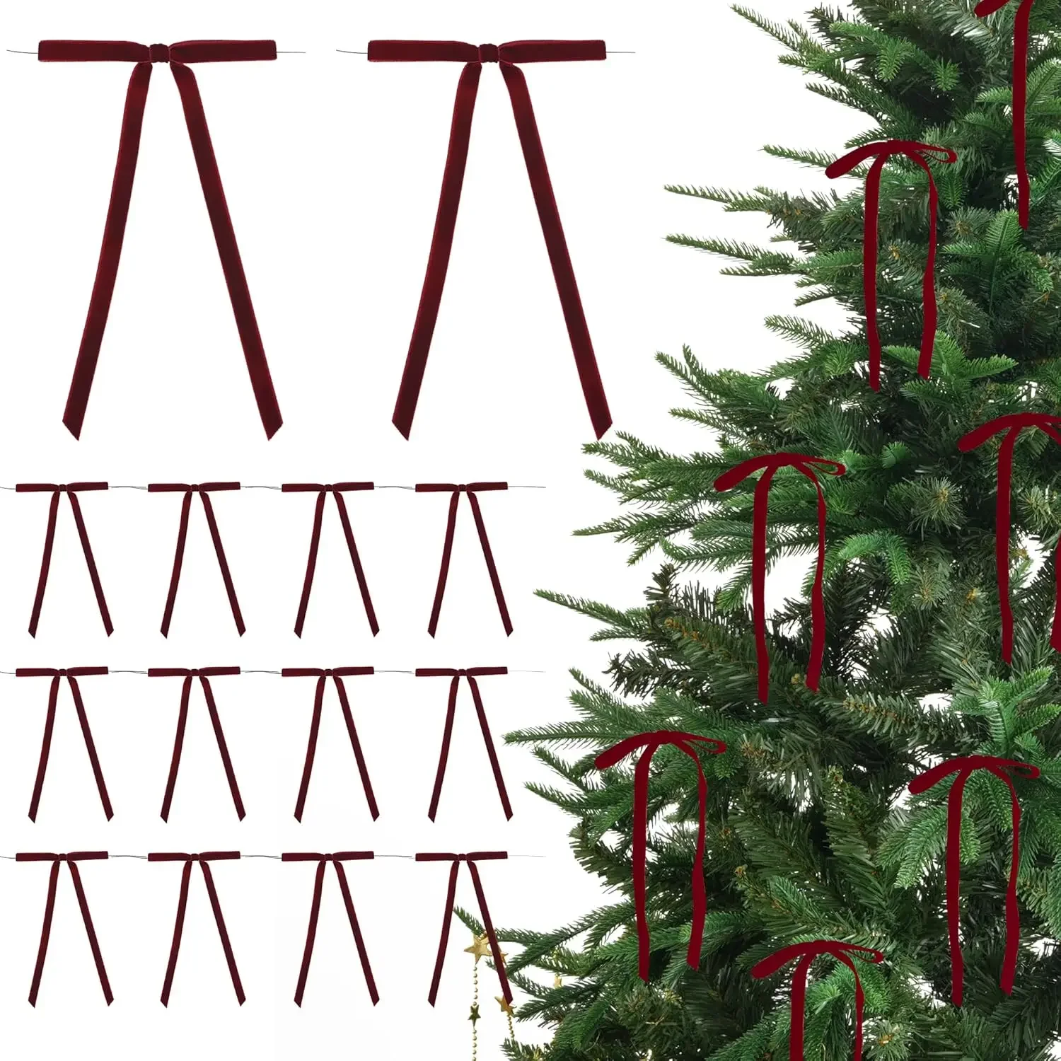 

Бархатные рождественские банты 12 шт.