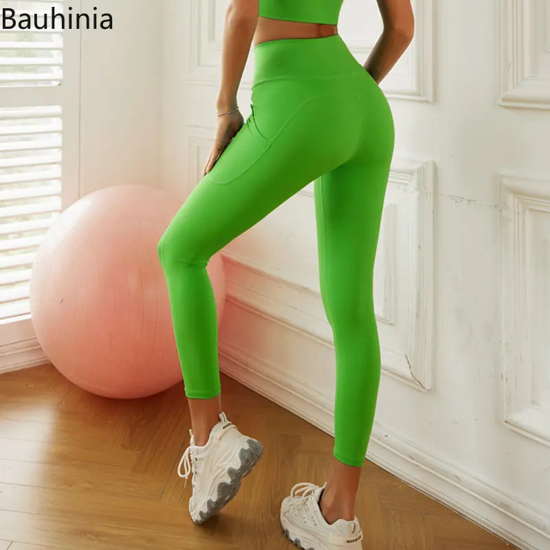 

Bauhinia Naked Feeling Leggings Women High Waist Push Up Sport Fitness Yoga Pants Comfortable and Formfitting Leggings