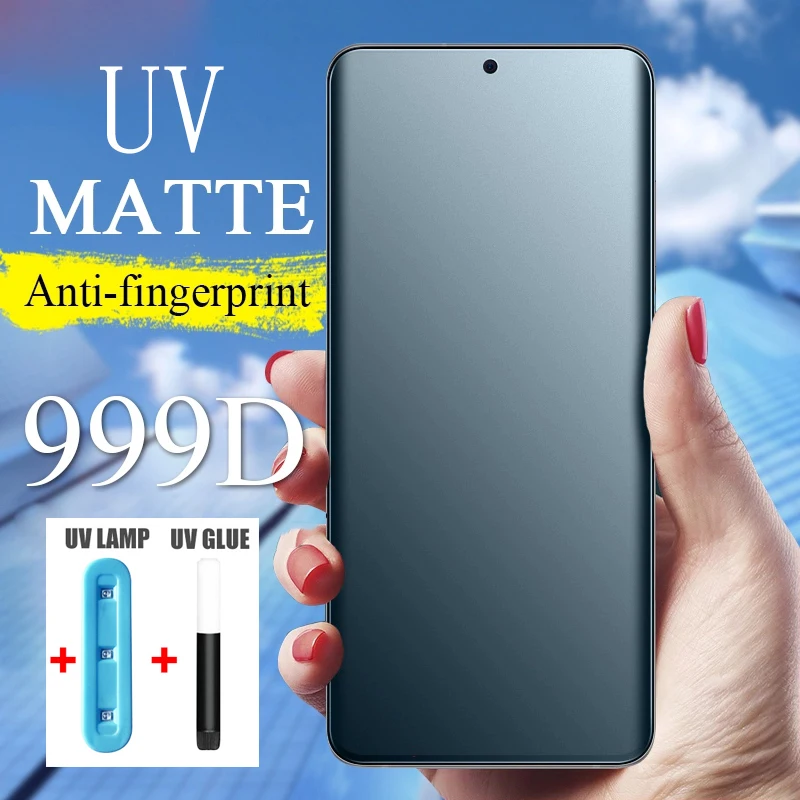 Matte Screen Protector UV Glue Tempered Glass Protective Film For Samsung Galaxy S21 S20 S8 S9 S10 Plus Note 8 9 10 20 S22 Ultra