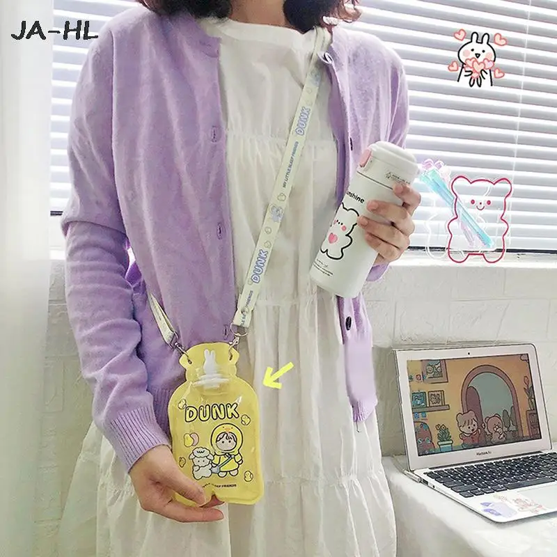 1Pc 300ML Warm Water Bag Thermal with Strap Leak-Proof Hand Warmer Bottle Anti-Explosion Hot Water Pouch for Home