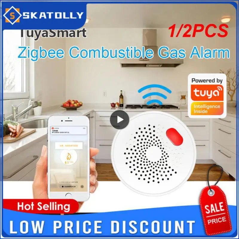 

1/2PCS tuya zigbee Natural Gas Sensor Combustible Household Smart LPG Gas Alarm Detector Leakage Sensor fire Safety smart home