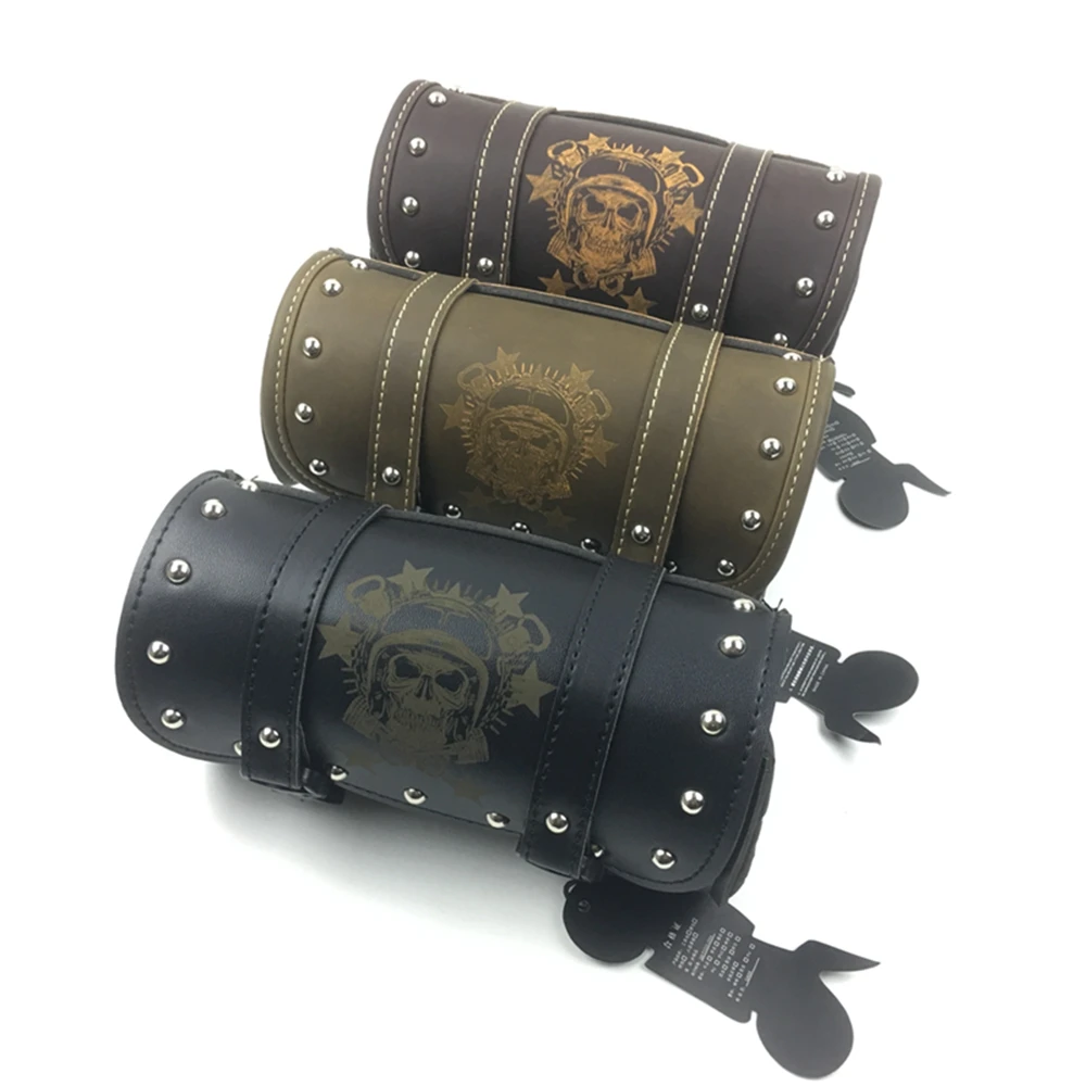 

Vintage Black Brown Motorcycle Saddle Bags PU Leather Motorbike Side Tool Tail Bag Luggage for Harley Universal