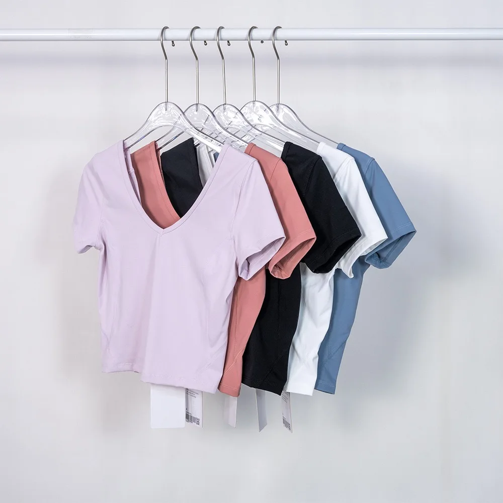 Lulu Summer New Sports Tank Top Open Waist Yoga Dress Casual Sports Short Sleeve