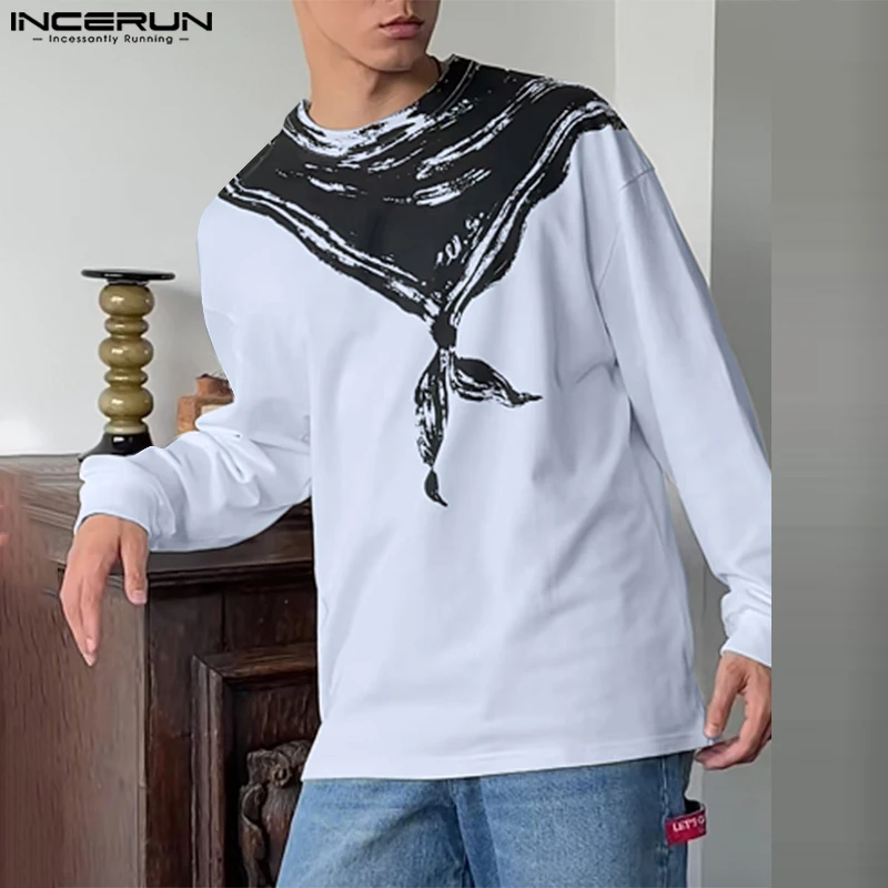 Красивые хорошо облегающие топы INCERU новая мужская повседневная футболка с