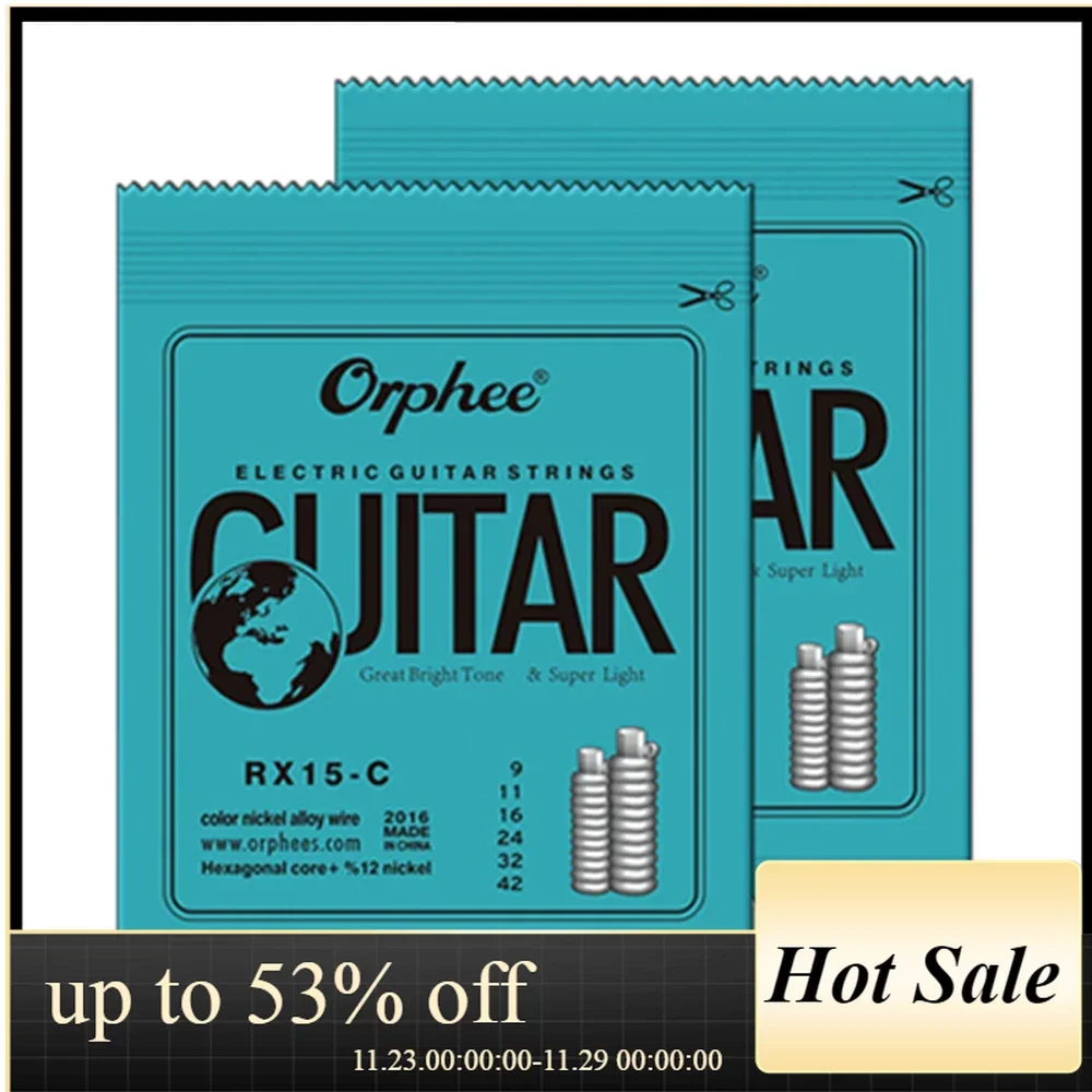 

Струны Orphee для электрогитары RX15C, цветные гитарные струны из никелевого сплава, с шестигранным сердечником, 6 струн, запчасти для гитары