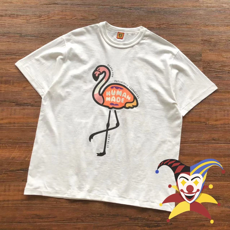 

Cartoon Pink Flamingos Printing HUMAN MADE T Shirt Men Women Oversized Top Tees Animal Graphic Limited T-shirt
