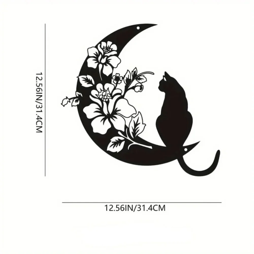 Металлические Настенные Украшения Кошка И Луна Черная Цветок Фаза Произведение