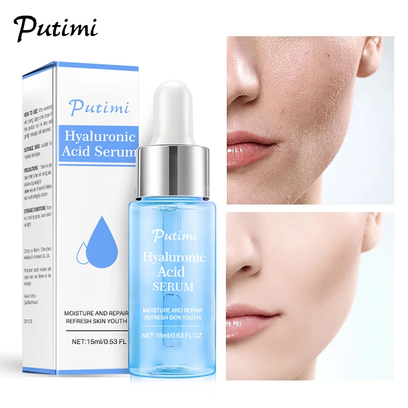 PUTIMI Hyaluronic Acid Facial Serum Shrink Pore Nourishing Moisturizing Brighten Skin Anti-aging Anti-Wrinkle Whitening Serum
