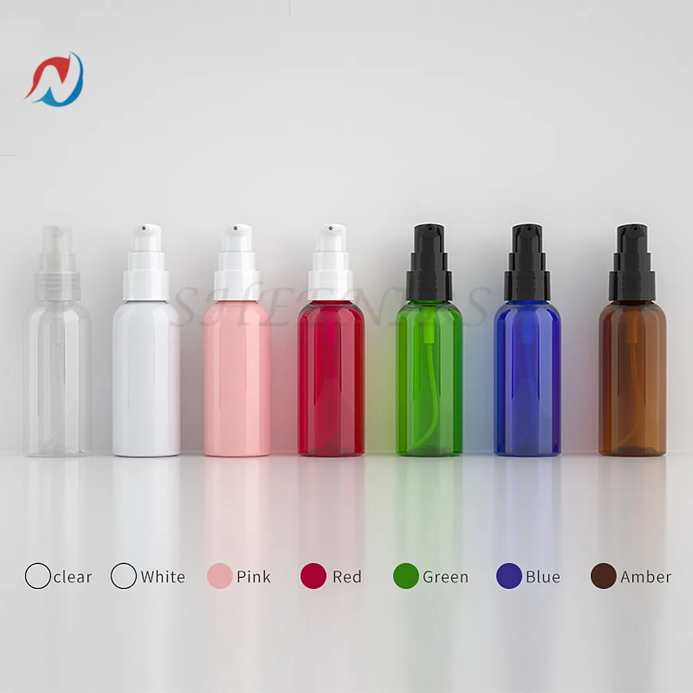 

25pcs 50ml colorful PET round shoulder powder pump bird beak bottle 1..67oz lotion beak switch pump shampoo bottle