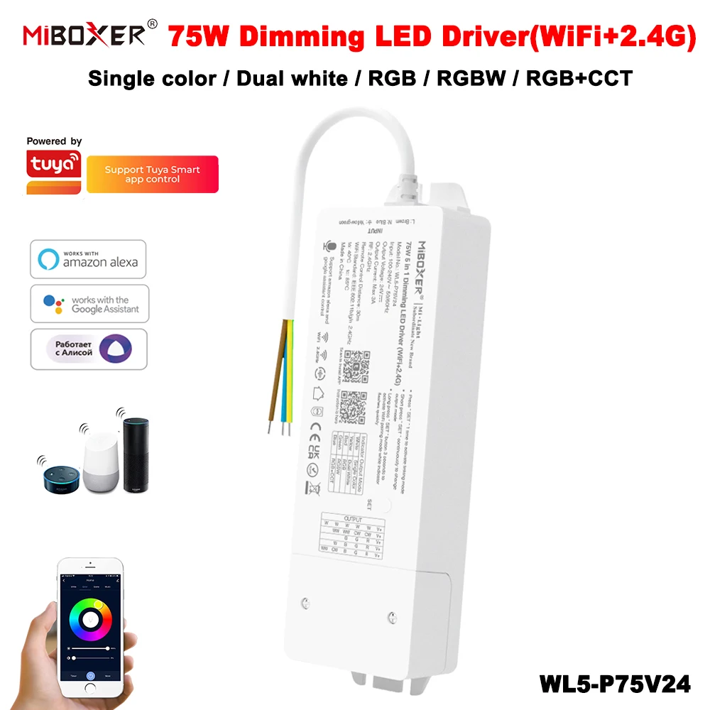 MiBoxer WL5-P75V24 5-в-1 Tuya Smart LED Strip Light WiFi + диммер 2