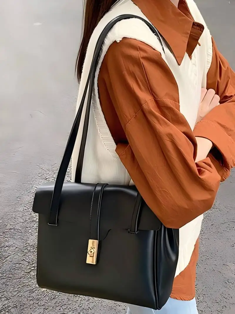Фото CGCBAG, модная дизайнерская роскошная женская сумка-тоут, простая однотонная Вместительная женская сумка через плечо, высококачественные Сумки из искусственной кожи №5