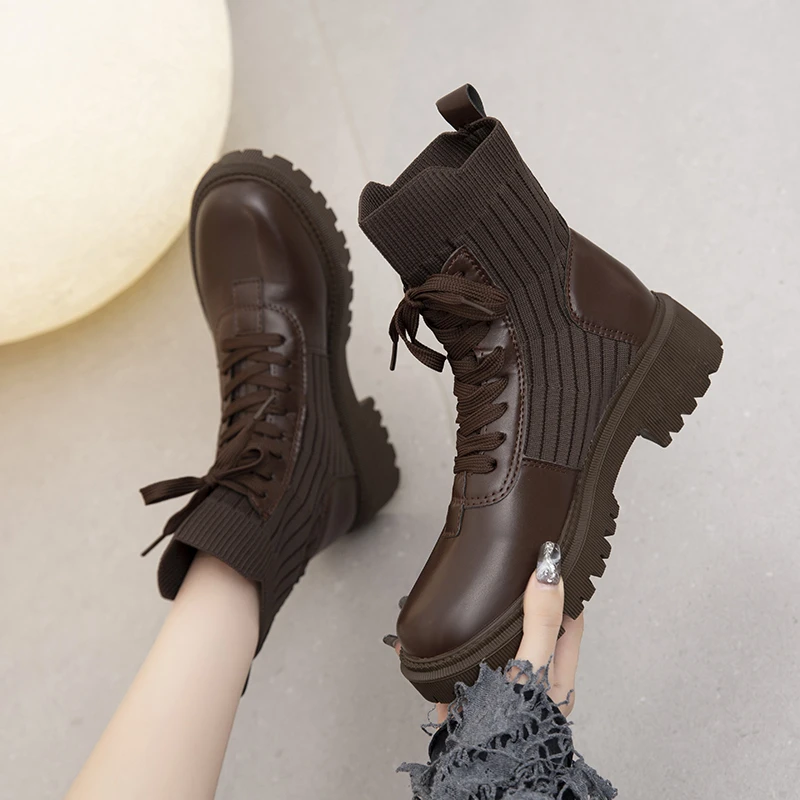 

Новинка 2023, роскошные ботинки челси, женские ботильоны, зимняя обувь на толстой подошве, ботильоны на высоком каблуке, Нескользящие ботинки