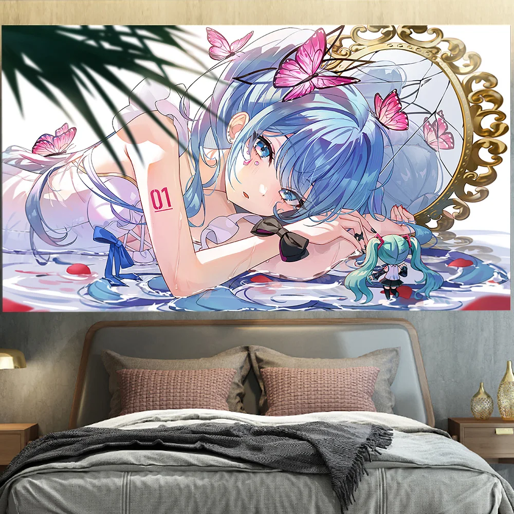 

Двухмерный настенный гобелен с изображением сексуальной девушки, кавайное украшение для комнаты, украшение в японском мультяшном стиле для спальни, гостиной