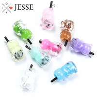 10pcs mix resin bottles bear cup ball earring charms cute funny pendant for making women diy jewelry gift accessories