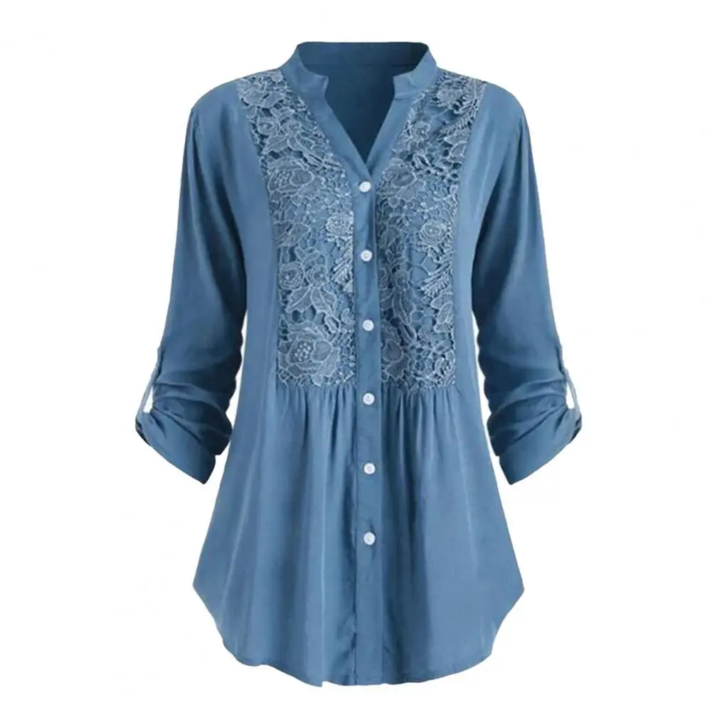 

2021 Casual Women Spring Shirt Stand-up Collar Single-breasted Button Placket Female Tops Women Pure Color Shirt