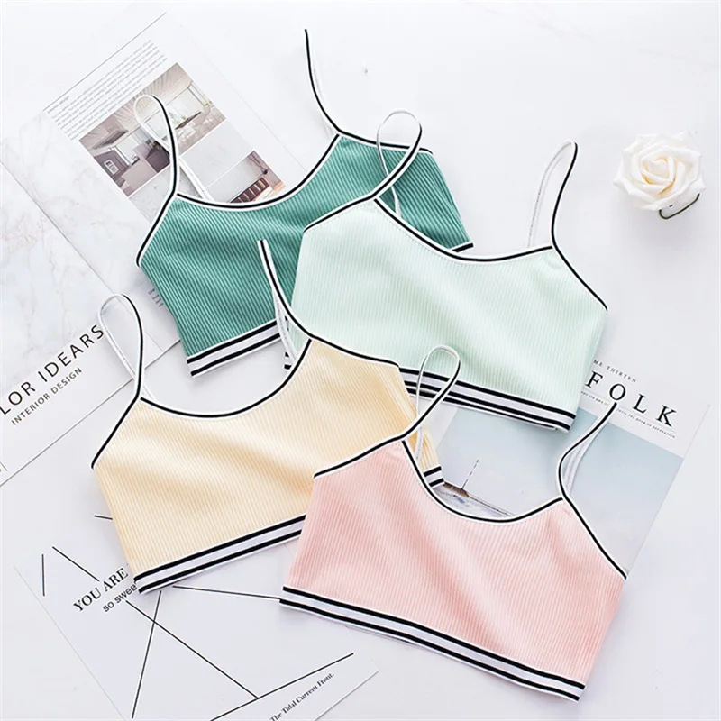 

4Pcs Teen Bra Girl Vest Cotton Spandex Big Girl's Sport 12-16 Years Adolescente Kids Underwear Training Underwear Girls teen bra