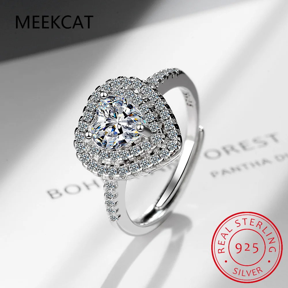 Кольцо в форме сердца с муассанитом для женщин сверкающие свадебные кольца