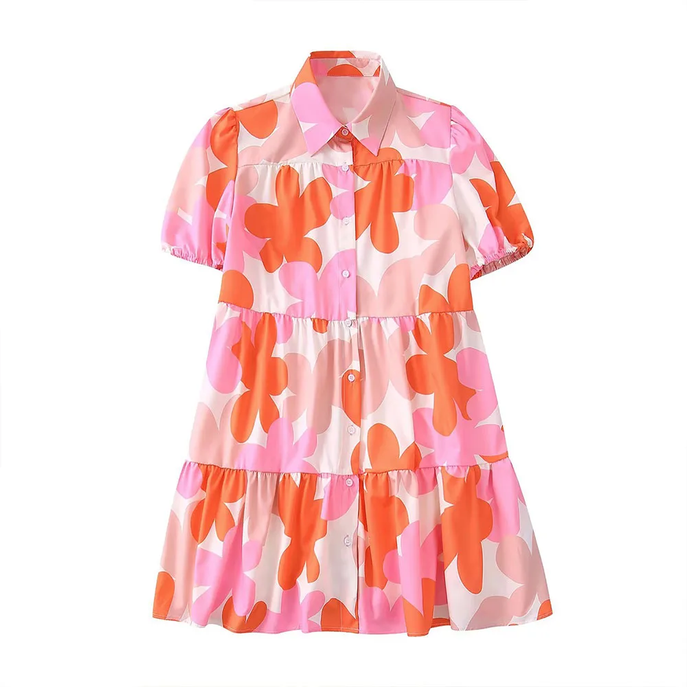 

Женское однобортное Платье с принтом DiYiG, винтажное платье с отложным воротником и длинным рукавом, платье с высокой талией для женщин, нови...