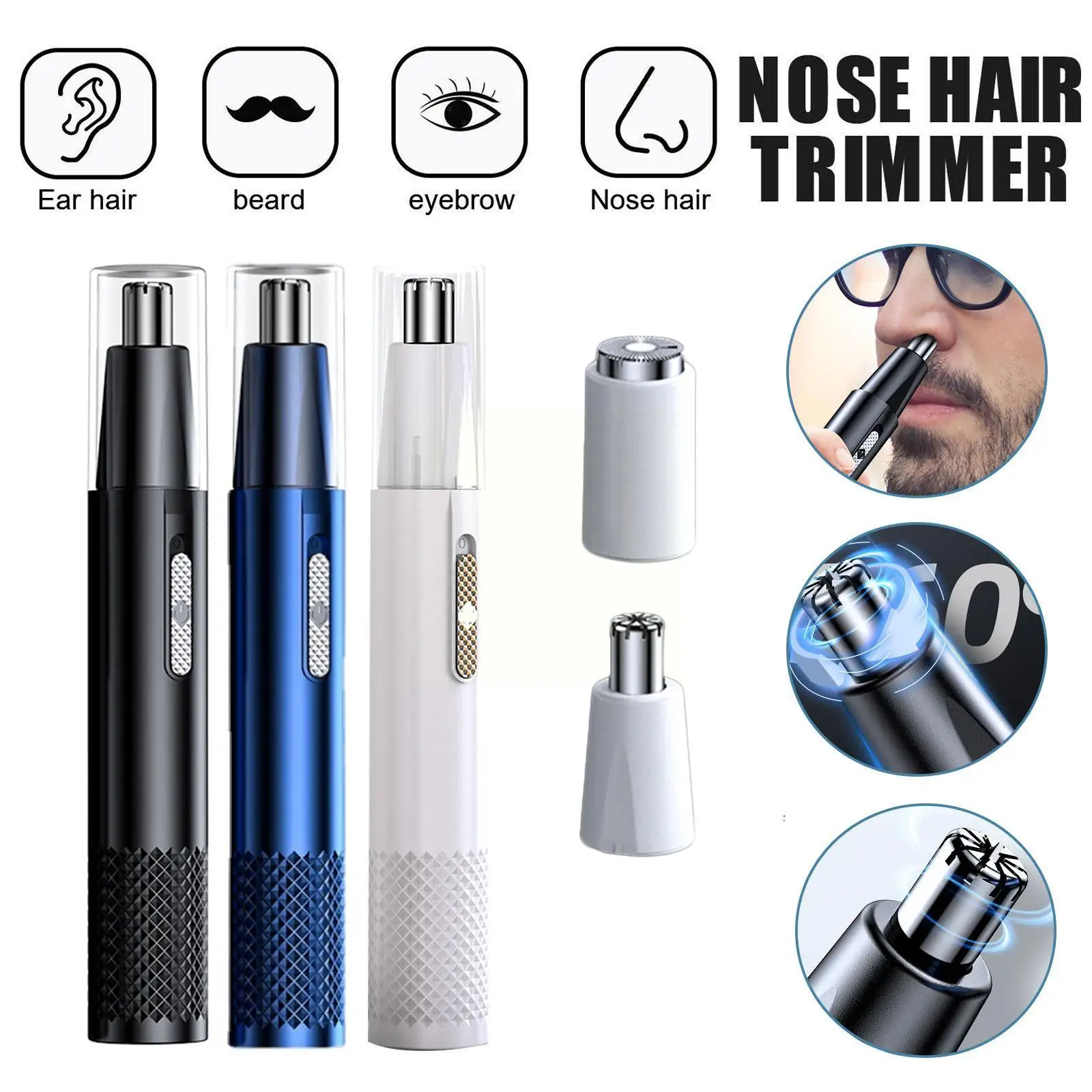 

2 In 1 Electric Nose Hair Rechargeable Multi-kinetic Automatic Nose Washable Shaving Unisex Fully Trimmer Shaving J6g8