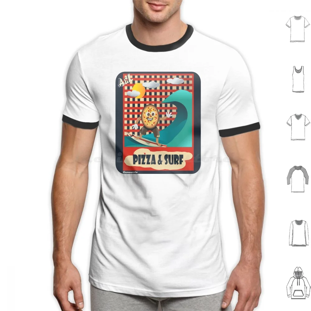 

Pizza And Surf T Shirt Cotton Men Women Diy Print Pizza Surf Cartoons Pizza Cartoon Surf Surfing Food Quick Extreme Delicious