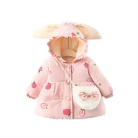 2022 baby winter clothes for girl babies thickened cotton strawberry 3 piece coat childrens jacket casual warm hooded outerwear