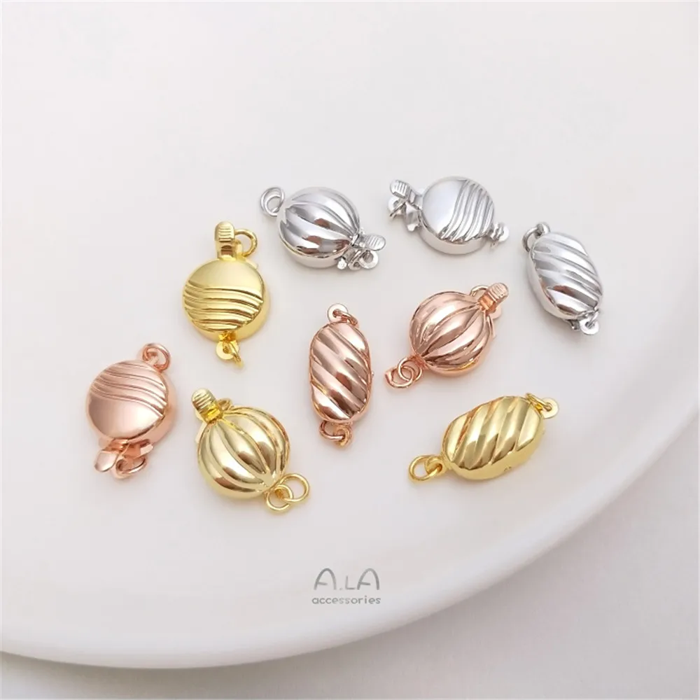 Купи Vacuum plated 18K real gold white gold pearl button stripe bowl bean button stick button DIY necklace accessories за 73 рублей в магазине AliExpress