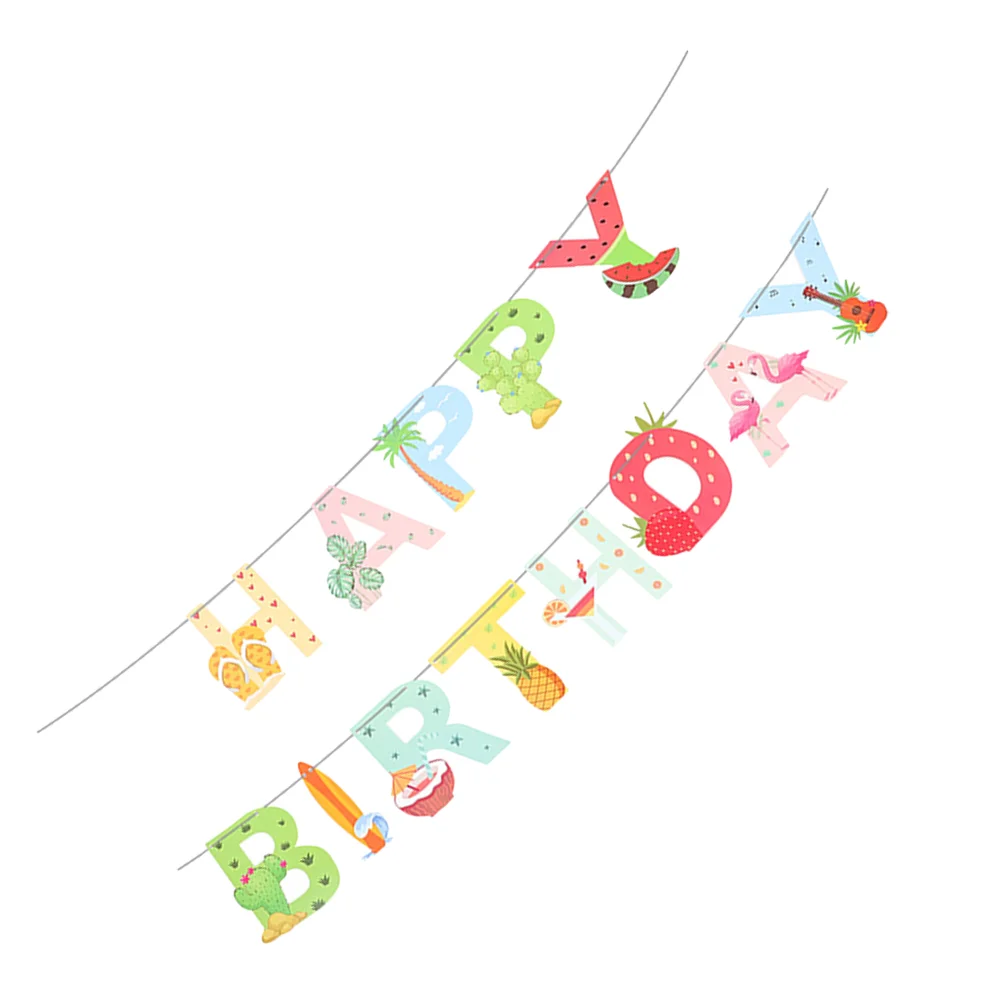 Баннер на день рождения гирлянда с днем украшения флажки фрукты Гавайское