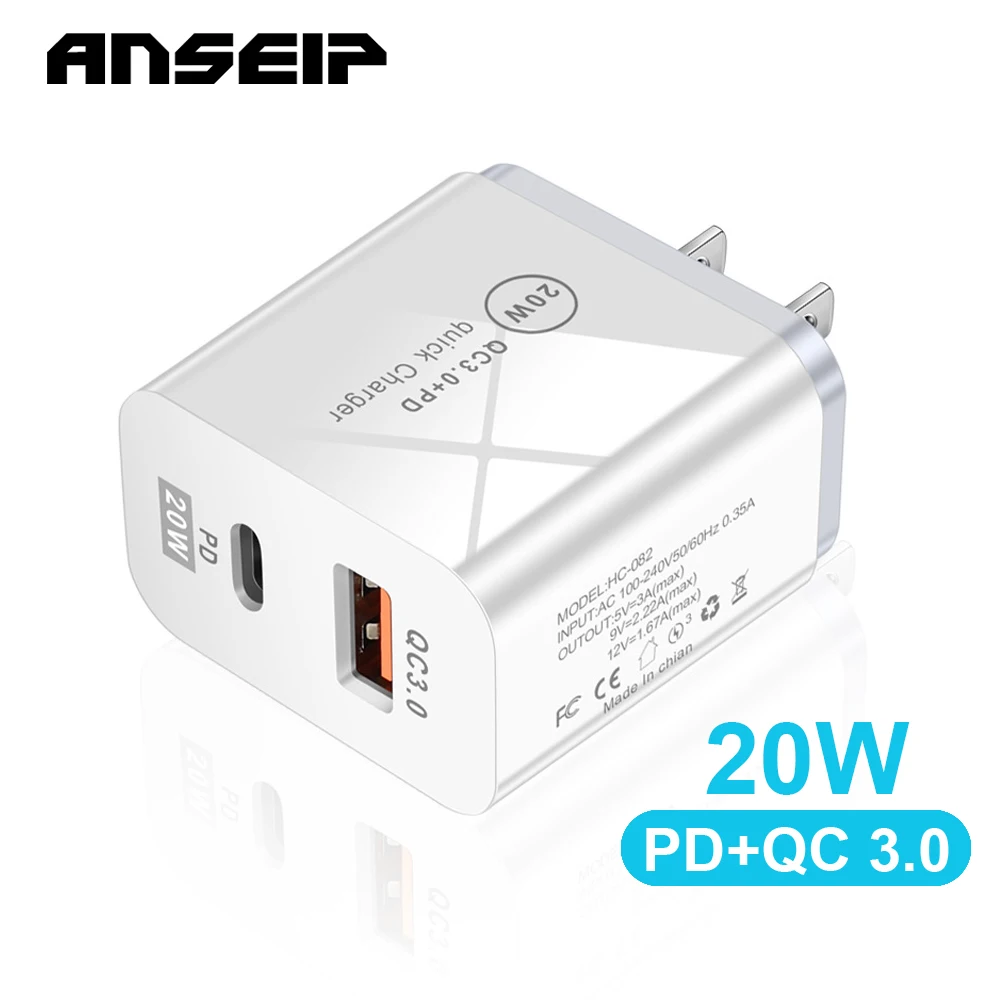 

Зарядное устройство ANSEIP QC 3,0 с портом Type-c, 20 Вт