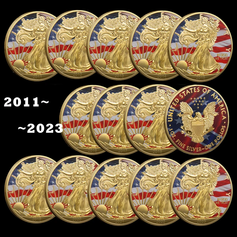 

1PC 2011-2023 The US Statue of Liberty Challenge Coins Painted America Collectible 1oz Fine New Year Gift Exquisite Collection