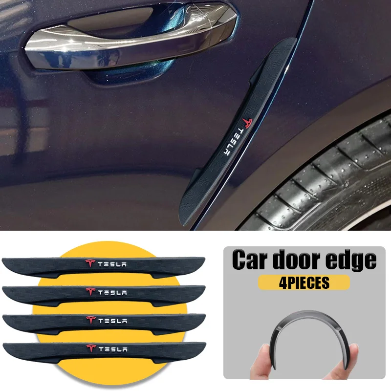 

4Pcs Rubber Car Door Edge Protection Sticker for Tesla Model 3 X S Y Cybertruck 2021 Style Roadster Coil Bonina K80 Accessories