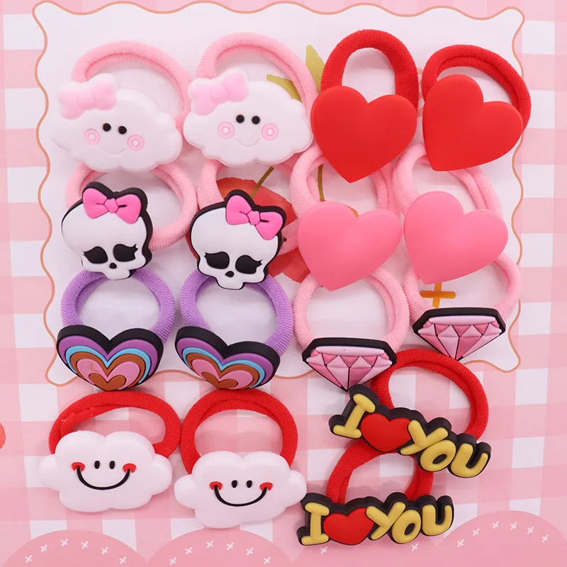 

2 шт., резинки для волос в форме сердца и облака