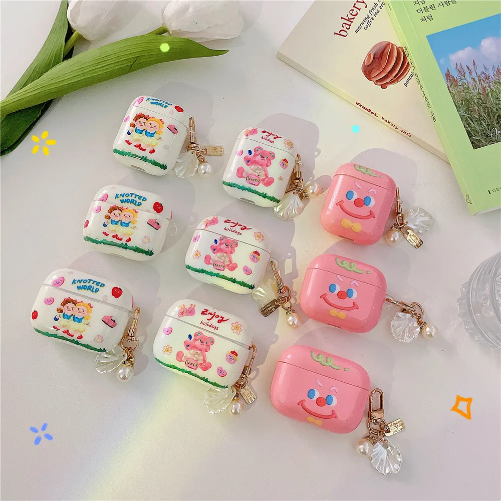 

Чехлы для наушников Airpods Pro 3 2 1 с мультяшным жемчугом и подвеской в виде ракушки, креативный защитный чехол для Apple Airpods, зарядная коробка