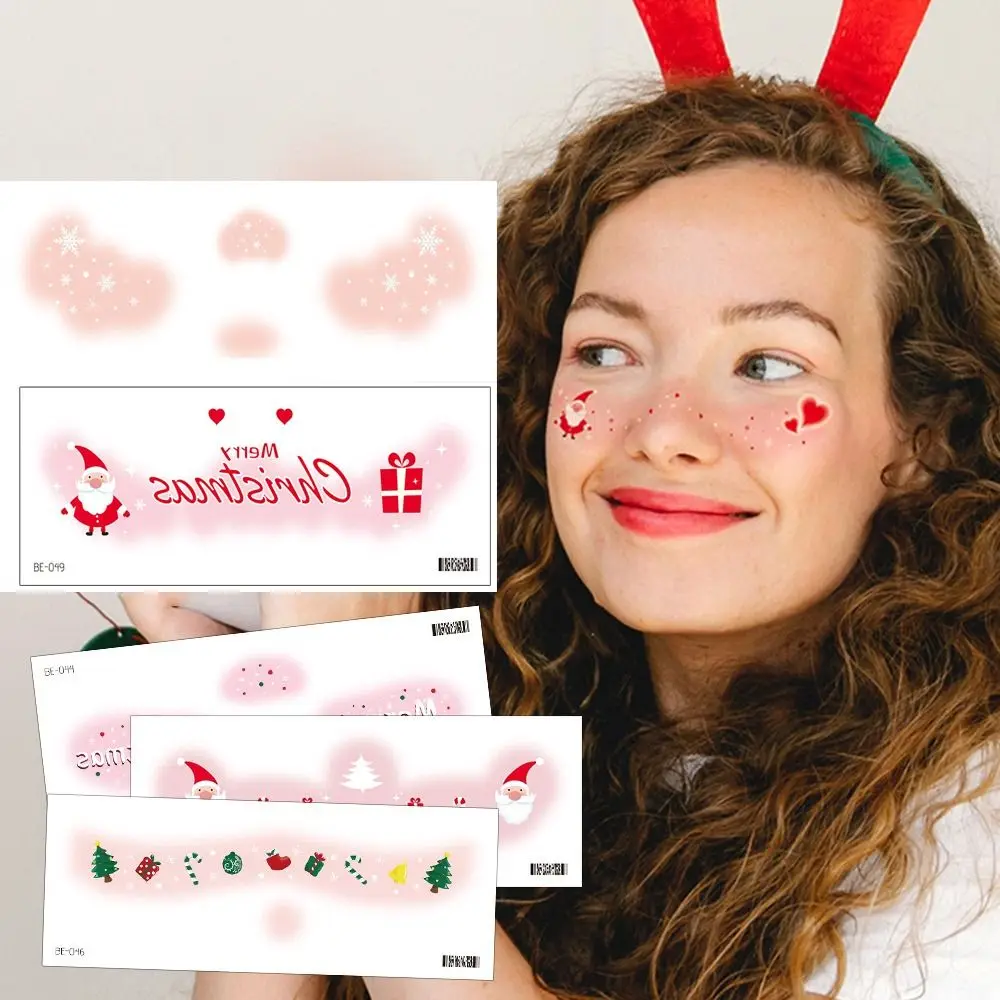 

Christmas Face Tattoo Stickers Waterproof Elk Santa Claus Snowflake Party Concert Cute Makeup Body Art Arm Fake Tattoos Decals