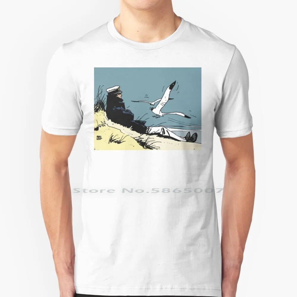 

Corto Maltese On The Shore T Shirt 100% Cotton Corto Maltese Captain Beach Advenutre Comic Fisherman Sand Seagull Boat Chilling