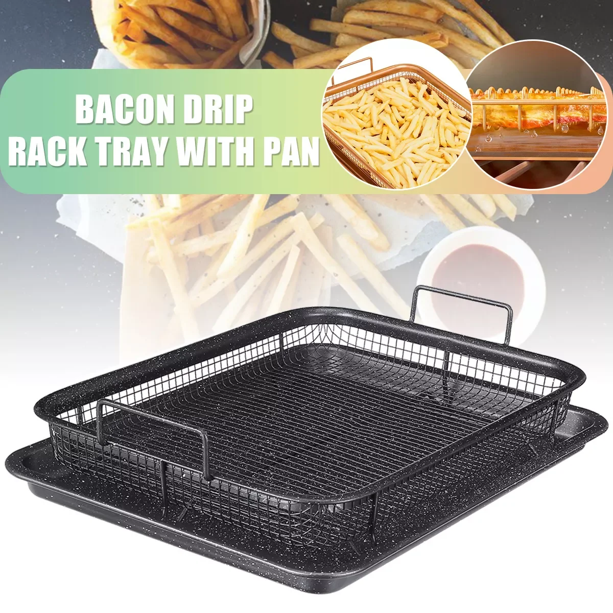

Copper Baking Tray Oil Frying Baking Pan Non-stick Chips Basket Baking Dish Grill Mesh Kitchen Tools