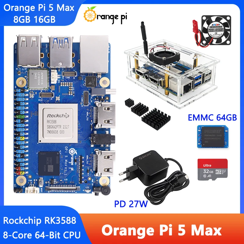 Orange Pi 5 Max 16 ГБ 8 ГБ ОЗУ RK3588 Чип 8-ядерный 64-битный процессор ...
